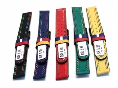 Uhrenarmband f�r Kinder 18mm gelb bunte Doppelnaht - Bild vergr��ern 