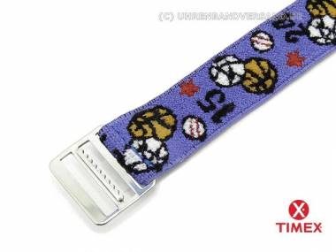 Kinderuhrenarmband TIMEX 16mm colorierte B�lle auf blau Textil Durchzug f�r T75201 - Bild vergr��ern 