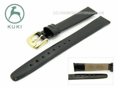 Uhrenarmband 14mm schwarz Lackleder glatt von KUKI (Schlie�enansto� 12 mm) - Bild vergr��ern 