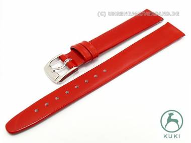 Uhrenarmband 12mm rot Lackleder glatt von KUKI (Schlie�enansto� 10 mm) - Bild vergr��ern 