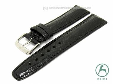 Uhrenarmband echt Eidechse mit Kuki Flex-Patent 24mm schwarz von KUKI (Schlie�enansto� 20 mm) - Bild vergr��ern 