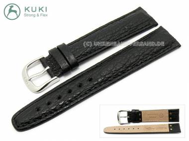 Uhrenarmband 24mm echt Hai STRONG & FLEX schwarz abgen�ht von KUKI (Schlie�enansto� 20 mm) - Bild vergr��ern 