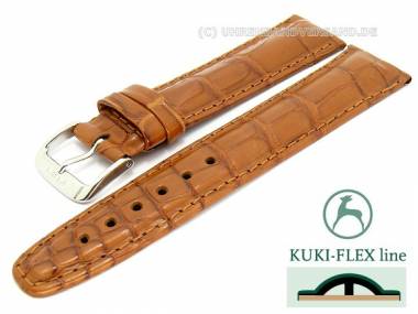 Uhrenarmband echt Alligator mit Kuki Flex-Patent 20mm hellbraun von KUKI  (Schlie�enansto� 18 mm) - Bild vergr��ern 