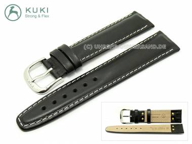 Uhrenarmband 20mm STRONG & FLEX schwarz helle Naht von KUKI (Schlie�enansto� 18 mm) - Bild vergr��ern 