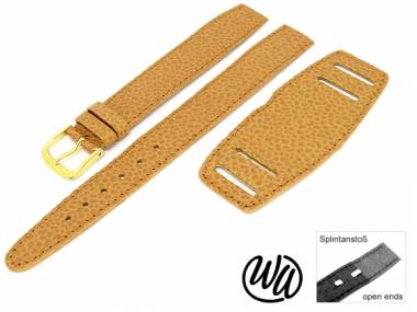 Uhrenarmband 18mm fester Steg hellbraun genarbt mit Lederunterlage - Bild vergr��ern 