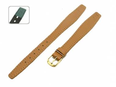Uhrenarmband Damen 16mm fester Steg hellbraun glatt Schlie�e gold - Bild vergr��ern 
