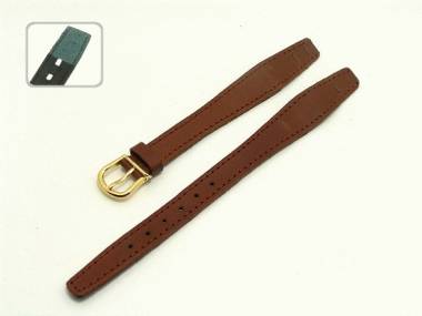 Uhrenarmband 12mm fester Steg mittelbraun Damen glatt Schlie�e silber - Bild vergr��ern 
