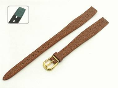 Uhrenarmband 12mm fester Steg mittelbraun Damen genarbt Schlie�e gold - Bild vergr��ern 