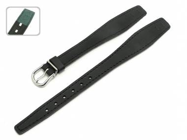 Uhrenarmband Damen 16mm fester Steg schwarz glatt Schlie�e gold - Bild vergr��ern 