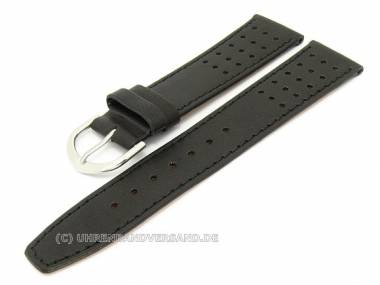 Uhrenarmband 18mm schwarz flach mit Lochmuster - Bild vergr��ern 