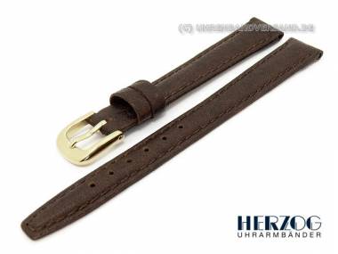 Uhrenarmband 14mm dunkelbraun Herzog -Kalb matt- grob genarbt - Bild vergr��ern 