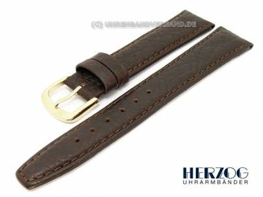 Uhrenarmband 22mm dunkelbraun Herzog -Kalb matt- grob genarbt - Bild vergr��ern 