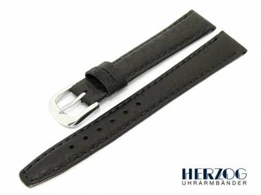 Uhrenarmband 14mm schwarz Herzog -Kalb matt- grob genarbt - Bild vergr��ern 