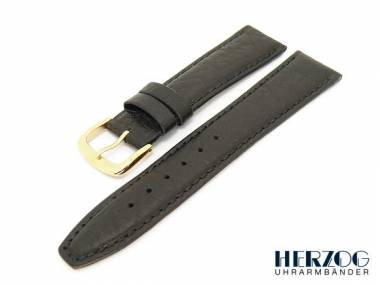 Uhrenarmband 16mm schwarz Herzog -Kalb matt- grob genarbt - Bild vergr��ern 