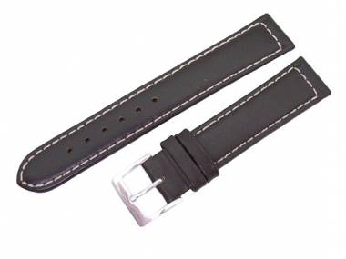PREISTIPP: Uhrenarmband 20mm dunkelbraun glatt wei�e Naht - Bild vergr��ern 