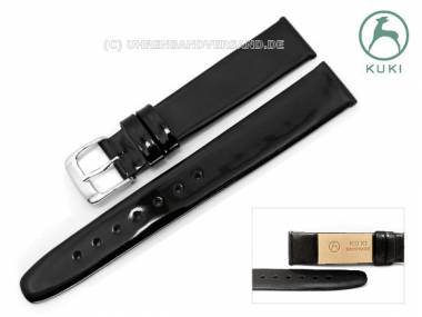 Uhrenarmband 20mm schwarz Lackleder glatt von KUKI (Schlie�enansto� 18 mm) - Bild vergr��ern 