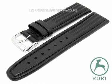 Uhrenarmband 20mm schwarz glatt abgen�ht von KUKI (Schlie�enansto� 18 mm) - Bild vergr��ern 