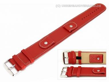Uhrenarmband -Cliffhanger- 16mm hellrot Leder Unterlagenband helle Kontrastnaht - Bild vergr��ern 