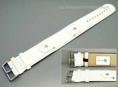 Uhrenarmband -Cliffhanger- 24mm wei� Leder Unterlagenband abgen�ht - Bild vergr��ern 