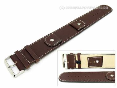 Uhrenarmband -Cliffhanger- 30mm dunkelbraun Leder Unterlagenband helle Kontrastnaht - Bild vergr��ern 
