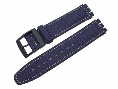 Uhrenarmband -Basket- f�r Swatch 17mm dunkelblau Synthetik/Leder - Bild vergr��ern 
