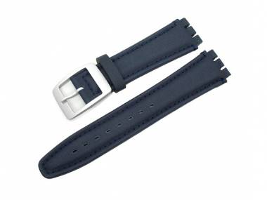 Uhrenarmband -Bison- f�r Swatch 19mm dunkelblau Leder glatt - Bild vergr��ern 