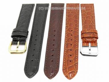 5er-Set Uhrenarmband 12-20mm schwarz, braun, dunkelbraun Kroko-Pr�gung (Caiman) gl�nzend - Bild vergr��ern 