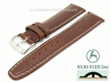 Uhrenarmband 24mm braun mit Kuki Flex-Patent helle Naht von KUKI (Schlie�enansto� 20 mm) - Bild vergr��ern 