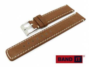Uhrenarmband -Indy- 22mm braun Leder glatt wei�e Naht von Band-It - Bild vergr��ern 