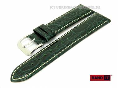 Uhrenarmband -Vendome- 16mm dunkelgr�n Leder Kroko-Pr�gung helle Naht von Band-It - Bild vergr��ern 
