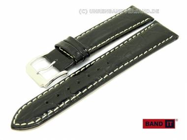 Uhrenarmband -Vendome- 16mm schwarz Leder Kroko-Pr�gung helle Naht von Band-It - Bild vergr��ern 