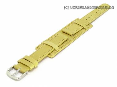 Uhrenarmband 16mm hellbraun/beige mit Lederunterlage glatt (Schlie�enansto� 16 mm) - Bild vergr��ern 