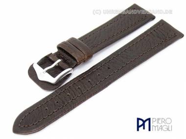 Uhrenband 20mm dunkelbraun echt B�ffel genarbt von Piero Magli (Schlie�enansto� 18 mm) - Bild vergr��ern 