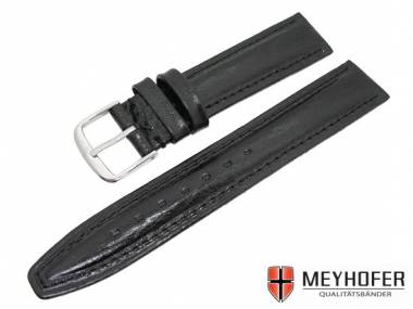 Uhrenarmband -Strassburg- 16mm schwarz elegant genarbt von MEYHOFER - Bild vergr��ern 