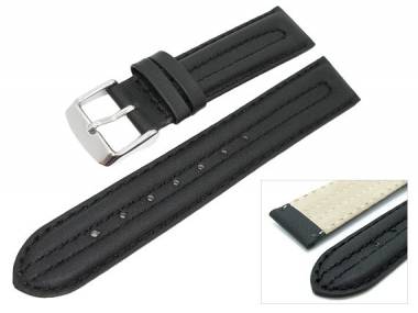 TOP: Uhrenarmband 20mm schwarz Doppelwulst abgen�ht (Schlie�enansto� 18 mm) - Bild vergr��ern 