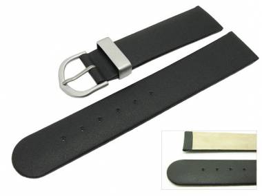 Uhrenarmband 18mm schwarz glatt Stahlschlaufe (Schlie�enansto� 18 mm) - Bild vergr��ern 
