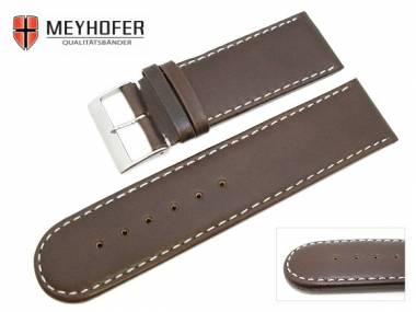 Uhrenarmband -Dublin- 26mm dunkelbraun glatt wei�e Naht von MEYHOFER - Bild vergr��ern 