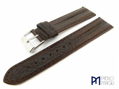 Uhrenband -Bisonte- 24mm dunkelbraun echt B�ffel Doppelwulst von Piero Magli (Schlie�enansto� 22 mm) - Bild vergr��ern 
