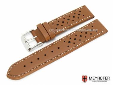Uhrenarmband -Imola- 22mm braun wei�e Naht Racing Design von MEYHOFER (Schlie�enansto� 20 mm) - Bild vergr��ern 