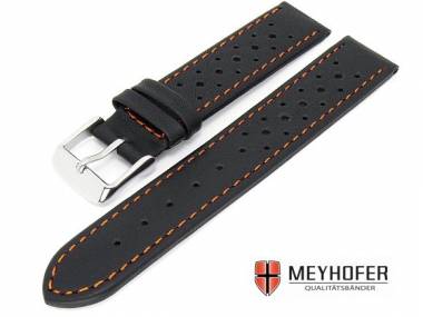 Uhrenarmband -Imola- 18mm schwarz Racing Design orangefarbene Naht MEYHOFER (Schlie�enansto� 18 mm) - Bild vergr��ern 