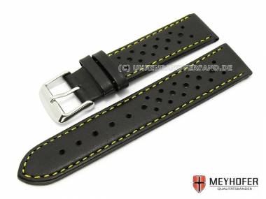 Uhrenarmband -Imola- 18mm schwarz Racing Design gelbe Naht von MEYHOFER (Schlie�enansto� 18 mm) - Bild vergr��ern 