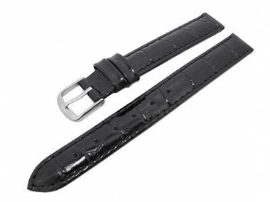 Uhrenarmband -Alligator Elegance- 14mm schwarz Alligator-Pr�gung (Schlie�enansto� 12 mm) - Bild vergr��ern 