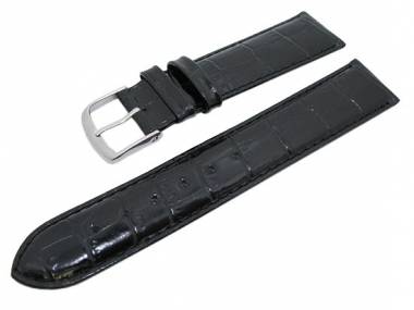 TOP: Uhrenarmband -Alligator Elegance- 18mm schwarz Alligator-Pr�gung (Schlie�enansto� 16 mm) - Bild vergr��ern 