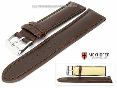 Uhrenarmband -Hamburg S- 22mm dunkelbraun Sattelleder glatt abgen�ht von MEYHOFER - Bild vergr��ern 