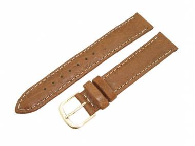 Uhrenarmband 16mm hellbraun echt Strau� ohne/wenig Noppen EULIT (Schlie�enansto� 14 mm) - Bild vergr��ern 