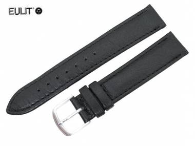 Uhrenarmband 18mm schwarz echt Strau� ohne/wenig Noppen EULIT (Schlie�enansto� 16 mm) - Bild vergr��ern 