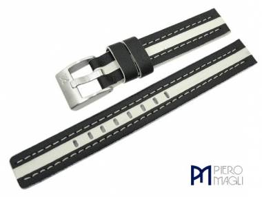 Uhrenarmband 14mm schwarz/creme sportlich helle Naht von Piero Magli (Schlie�enansto� 14 mm) - Bild vergr��ern 
