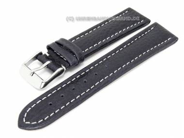 TOP: Uhrenarmband 24mm dunkelblau genarbt wei�e Naht (Schlie�enansto� 22 mm) - Bild vergr��ern 