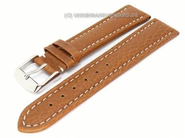 Uhrenarmband 18mm braun genarbt wei�e Naht (Schlie�enansto� 18 mm) - Bild vergr��ern 