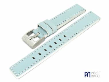 Uhrenband -Style- 14mm hellblau wei�e Naht von Piero Magli (Schlie�enansto� 14 mm) - Bild vergr��ern 